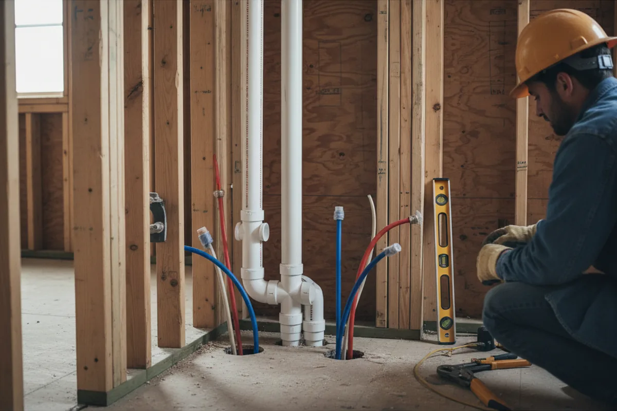 Drain and supply rough-in during Drain Cleaning in Hockessin