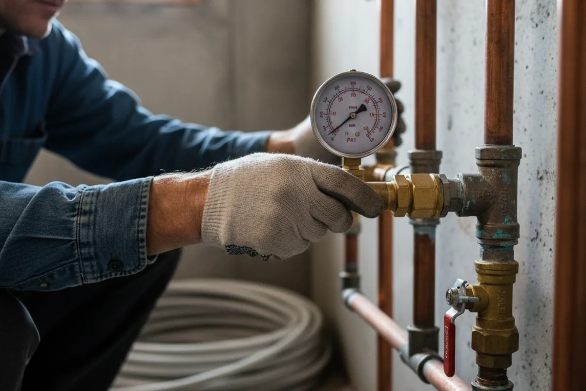 Pressure testing a repaired line during Water Line Repair in Hockessin
